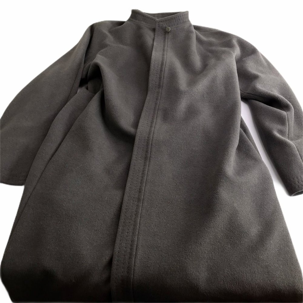 Max Mara Long Coat US 10 Large Gray Brown Wool Angora Cashmere Designer Luxury